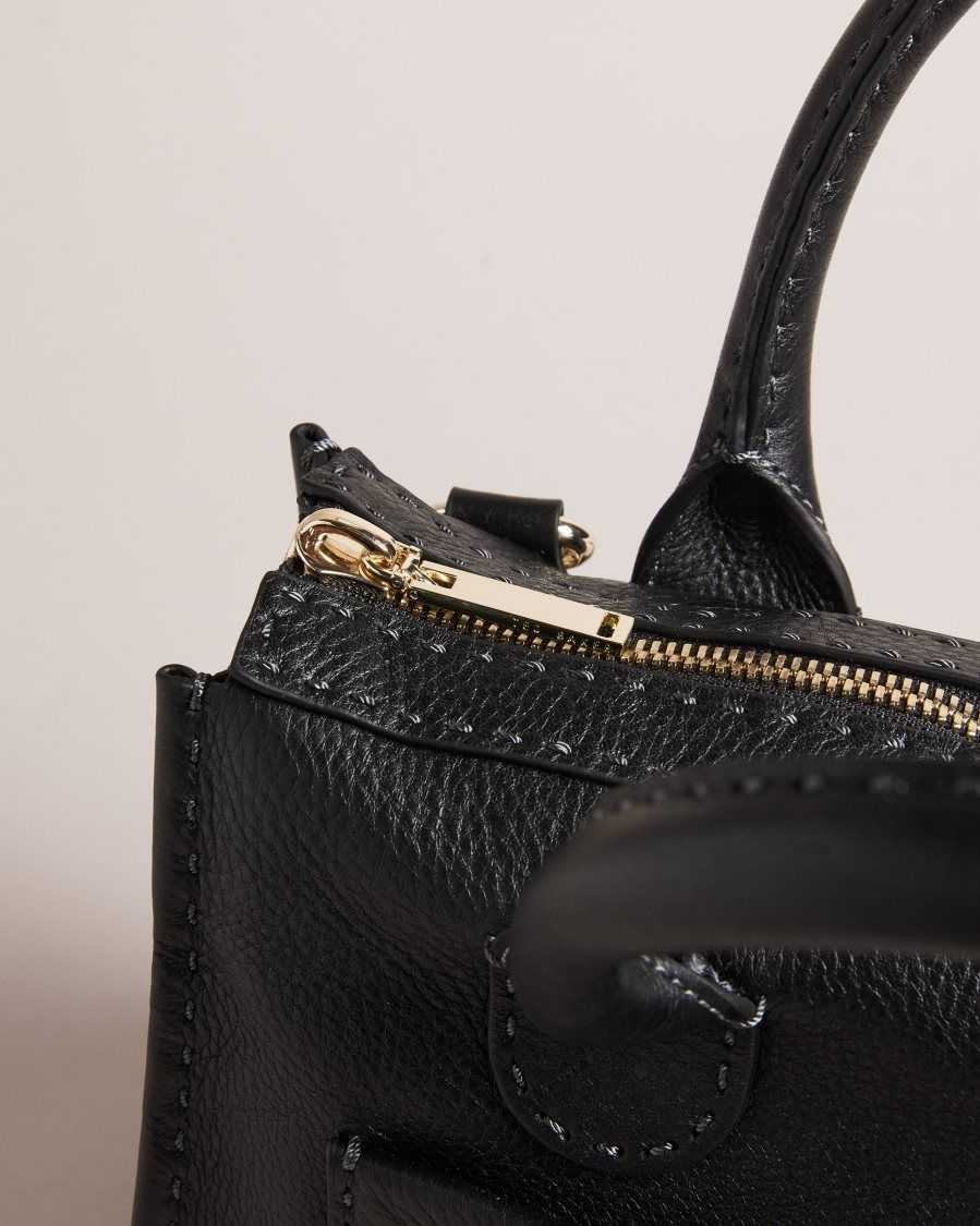 Ted Baker Hickory Stitching Detail Wide Tote Bag Black | 46397-TFBH