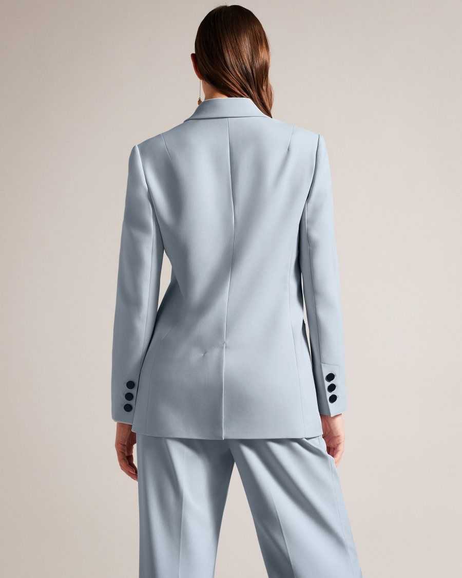 Ted Baker Hildia Longline Double Breasted Jacket Baby Blue | 15278-PSLZ