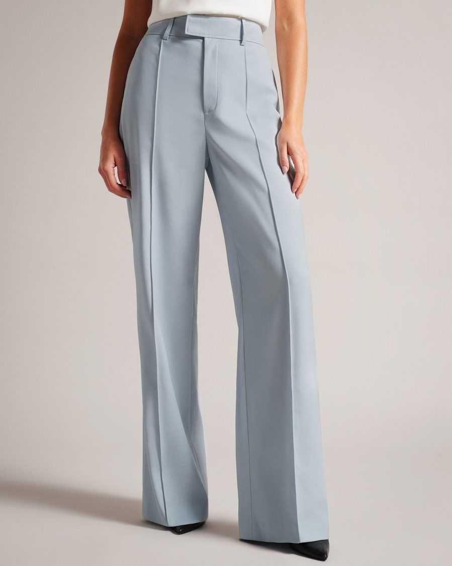 Ted Baker Hildiat High Waisted Wide Leg Trousers Baby Blue | 76549-UGRY