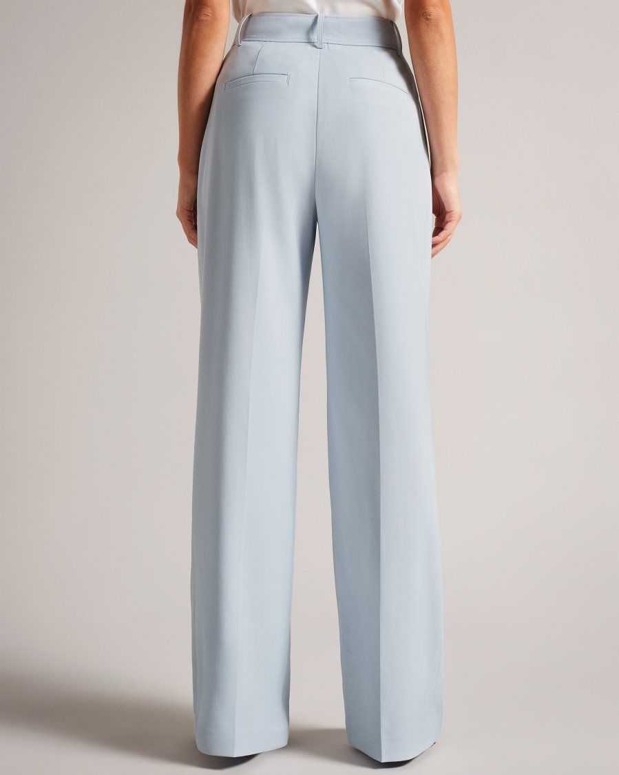 Ted Baker Hildiat High Waisted Wide Leg Trousers Baby Blue | 76549-UGRY