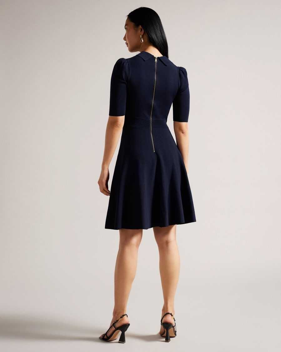 Ted Baker Hillder Delicate Pointelle Knit Dress Dark Blue | 94367-IPRY