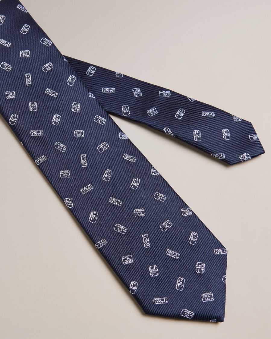 Ted Baker Hubert Jacquard Camera Tie Navy | 09326-SCXL