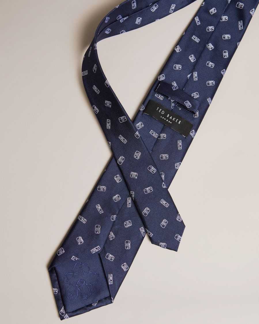 Ted Baker Hubert Jacquard Camera Tie Navy | 09326-SCXL