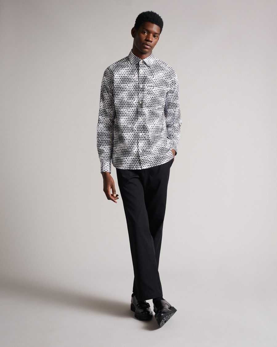 Ted Baker Hundon Geo Tile Print Shirt White | 41293-UDVQ