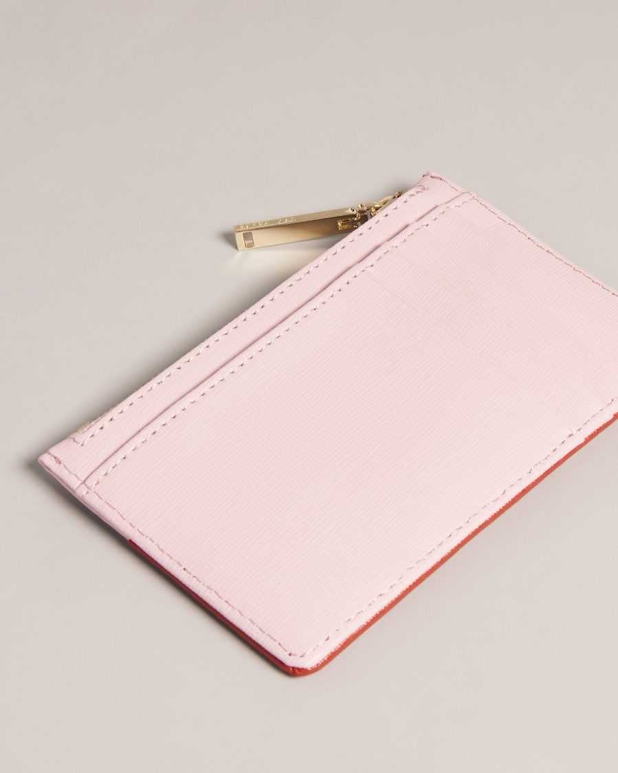 Ted Baker Huni Heart Zip Card Holder Pale Pink | 64078-ZGPC