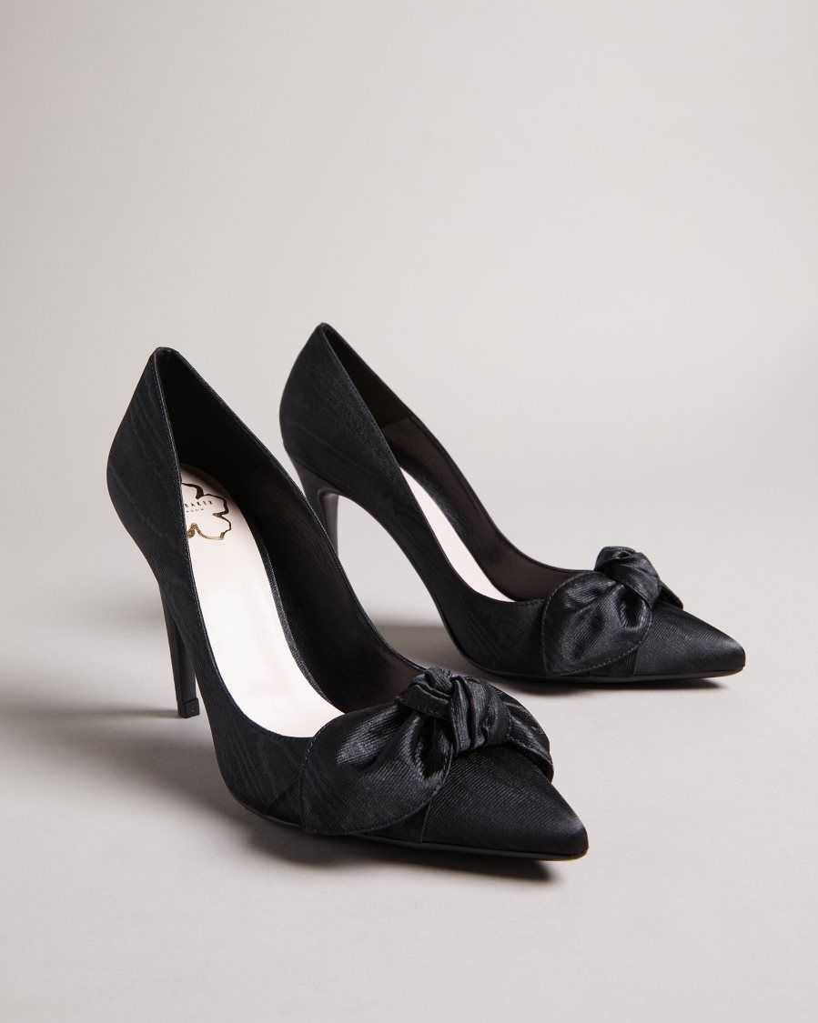 Ted Baker Hyana Moire Satin Bow Court Shoes Black | 97483-NGUM