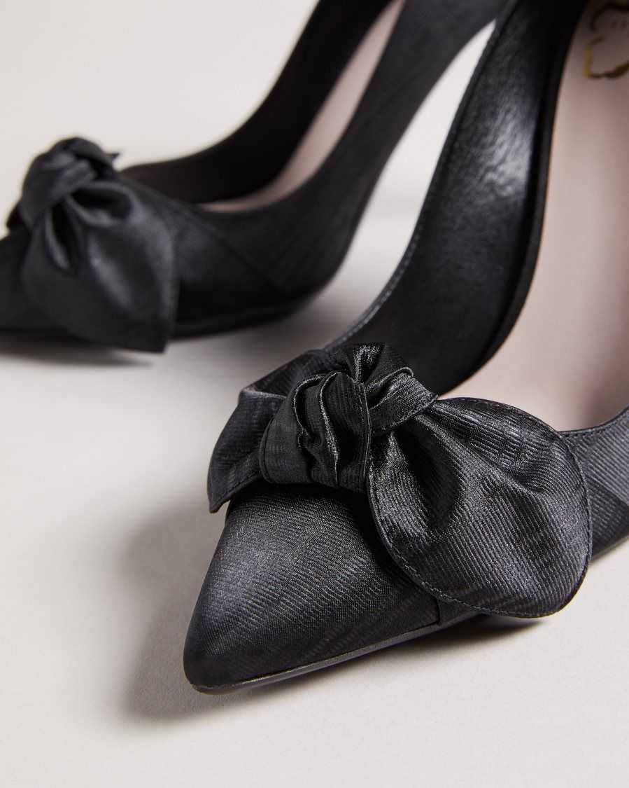 Ted Baker Hyana Moire Satin Bow Court Shoes Black | 97483-NGUM