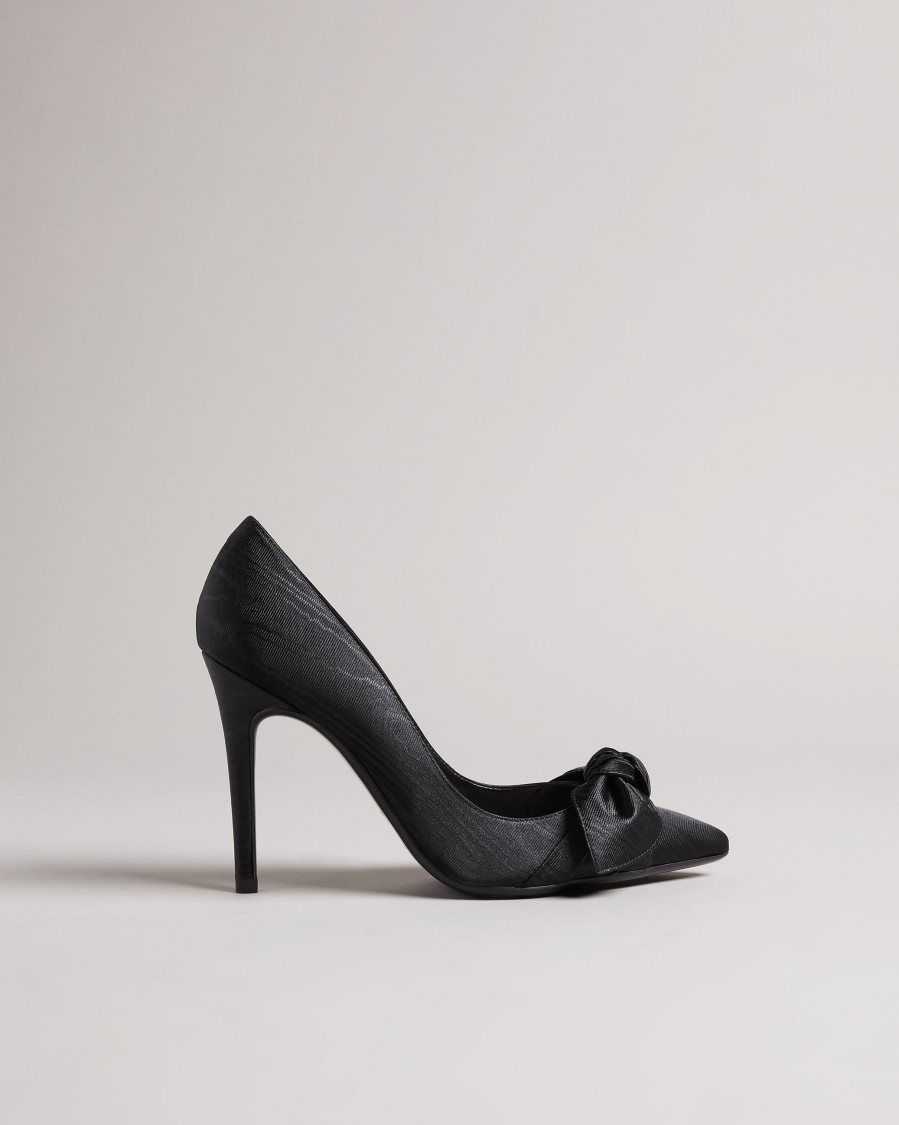 Ted Baker Hyana Moire Satin Bow Court Shoes Black | 97483-NGUM