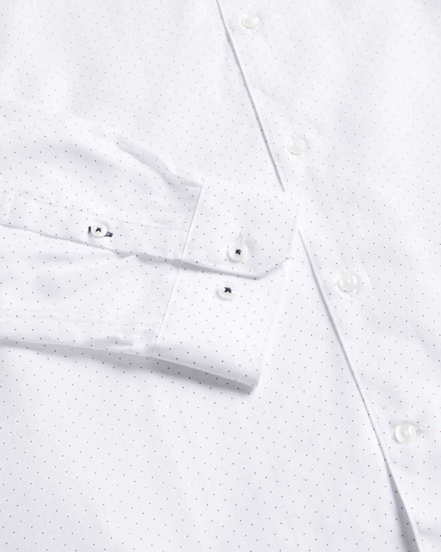 Ted Baker Hysopss Slim Fit Mini Dot Print Shirt White | 76019-MOHZ