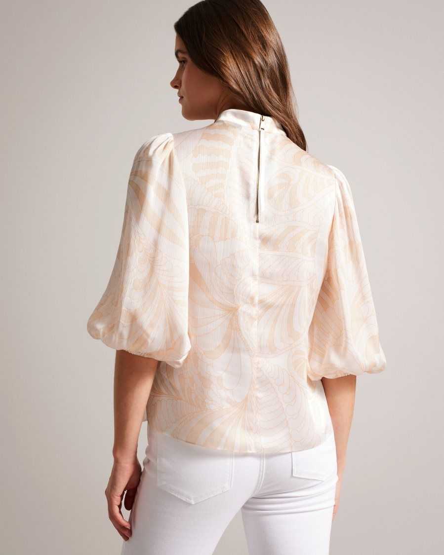 Ted Baker Imelah Paisley Top With Balloon Sleeve Light Nude | 96852-AQUT