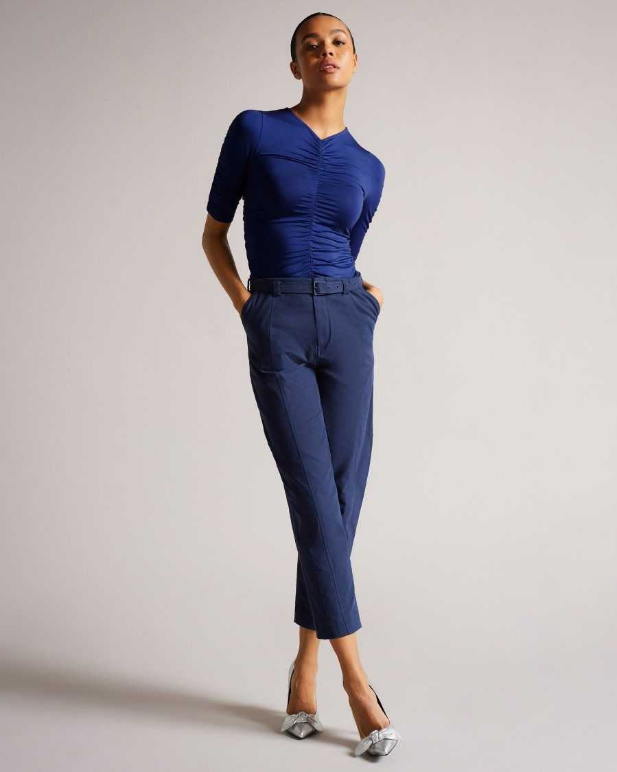 Ted Baker Indyiah Ruched Front Top Blue | 05349-MSJH