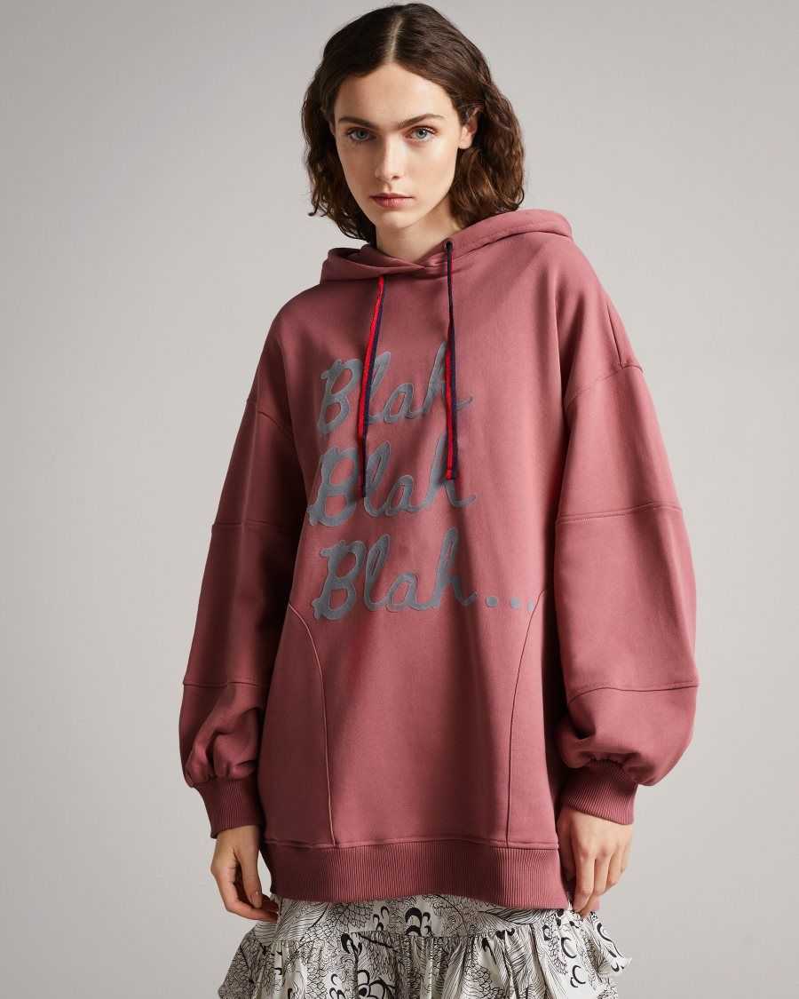 Ted Baker Innis MIB Graphic printed oversize hoodie Light Pink | 34821-IHOK