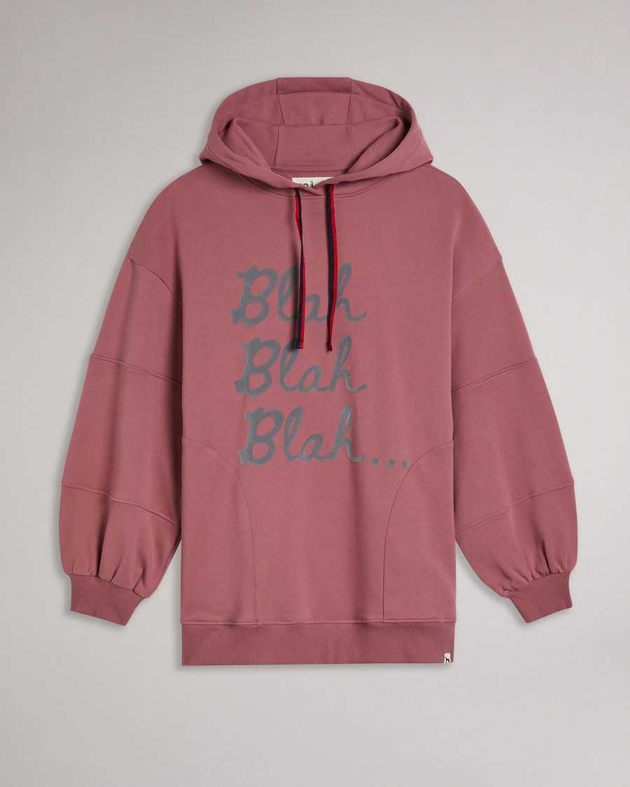 Ted Baker Innis MIB Graphic printed oversize hoodie Light Pink | 34821-IHOK