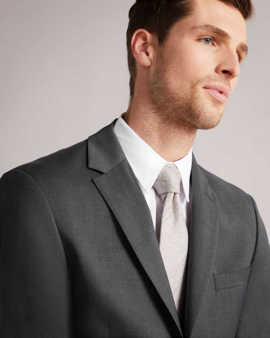 Ted Baker Irvinjr Regular Charcoal Twill Suit Jacket Charcoal | 35976-IBUS