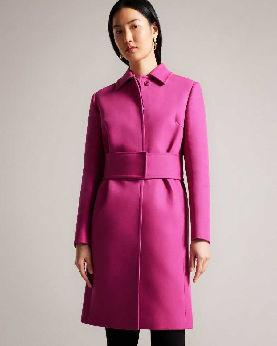 Ted Baker Isolde Belted Midi Trench Coat Bright Purple | 10723-LFNA