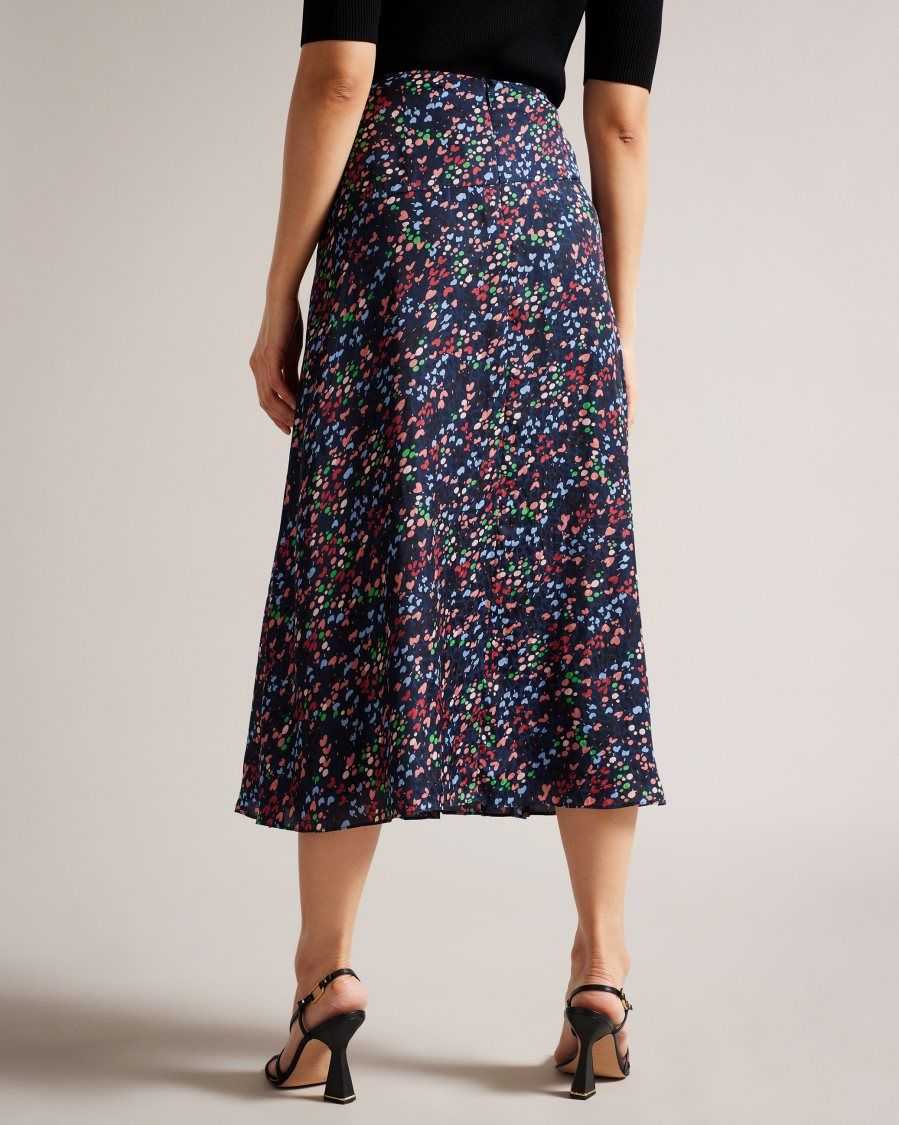 Ted Baker Israa Pleated Midi Skirt Dark Navy | 19278-OPZV