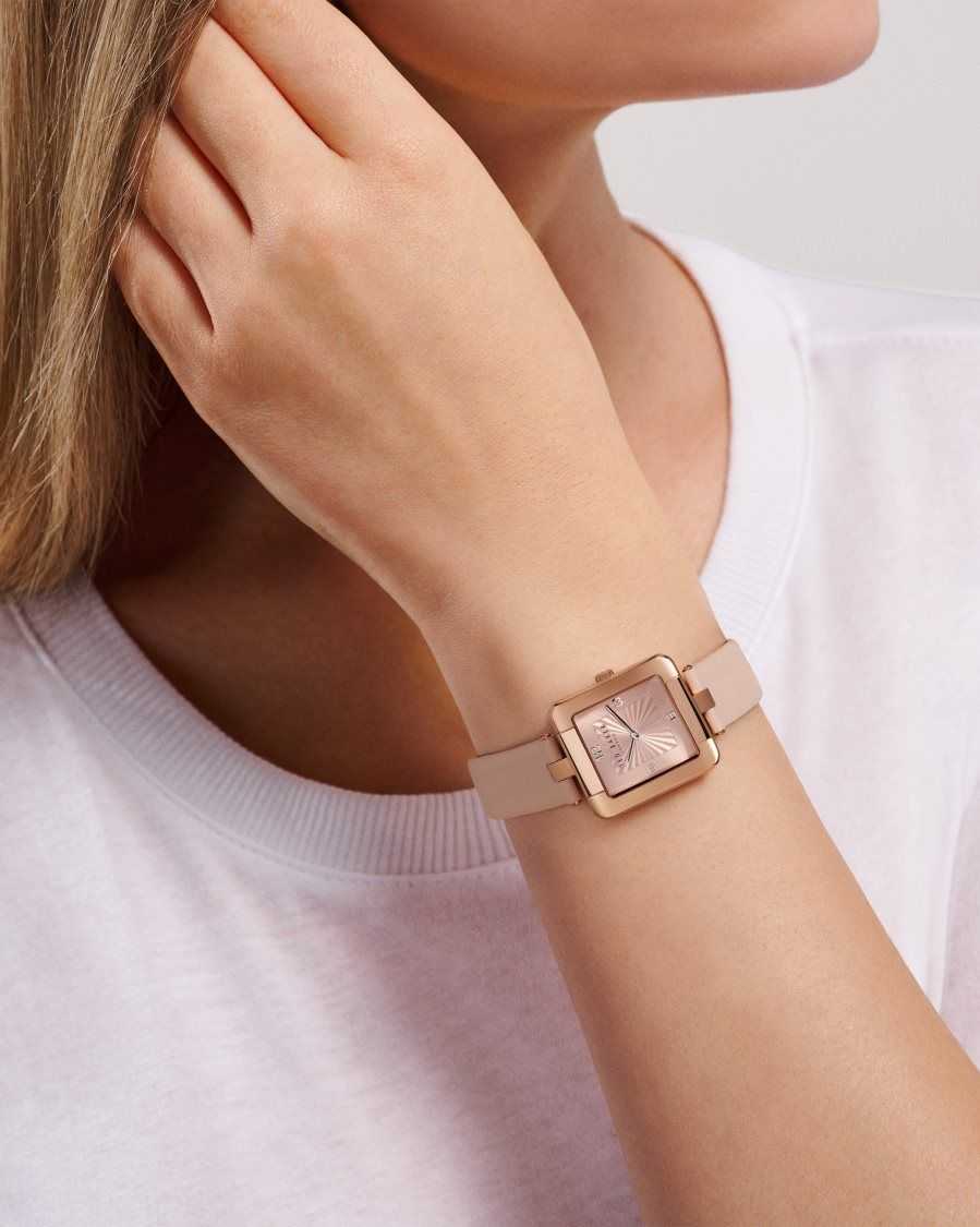 Ted Baker Ivelisa Square Watch With Vegan Leather Strap Light Pink | 13892-FEDN