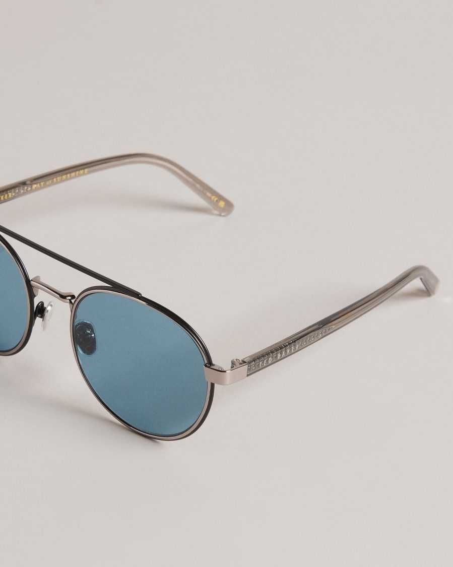 Ted Baker Jaasper Metal Aviator Sunglasses Gunmetal | 61389-ONJF