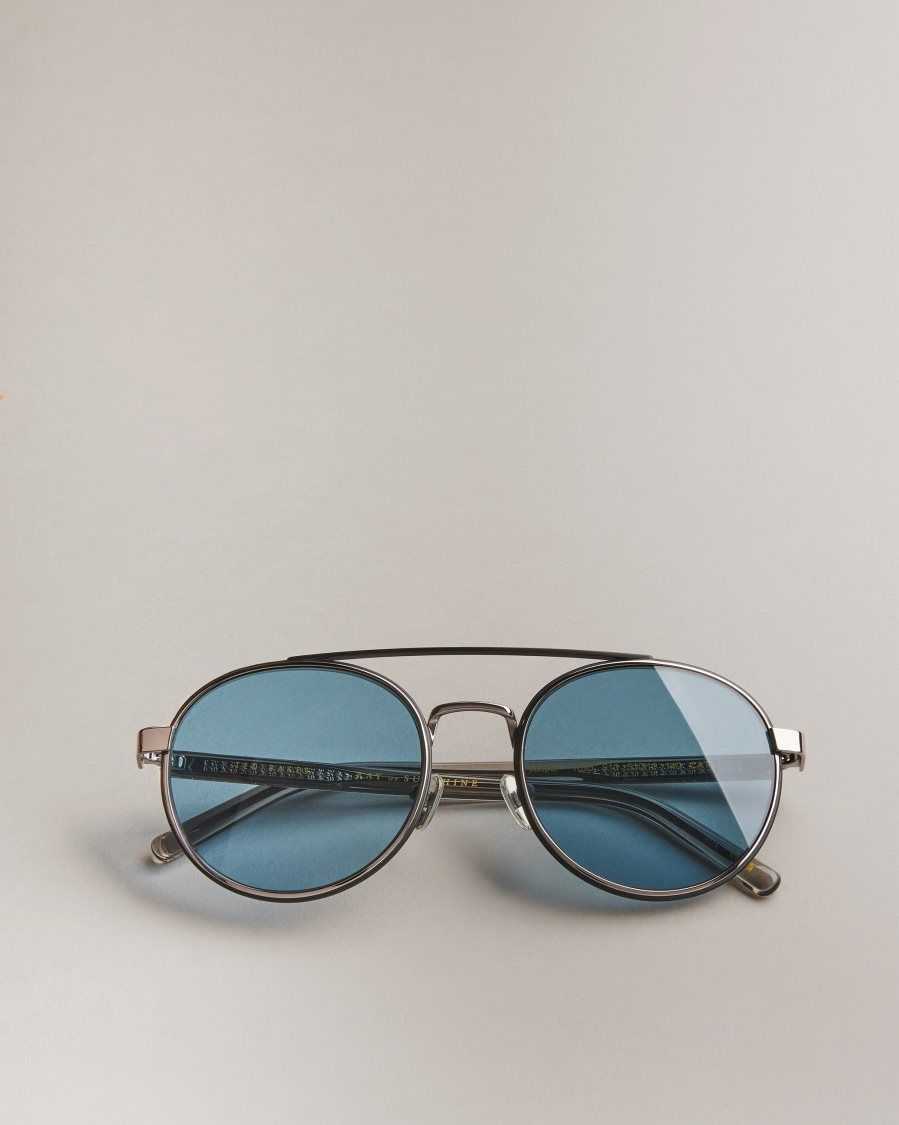 Ted Baker Jaasper Metal Aviator Sunglasses Gunmetal | 61389-ONJF