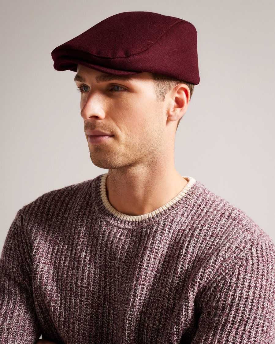 Ted Baker Jamessa Wool Blend Flat Cap Dark Red | 02786-AMER