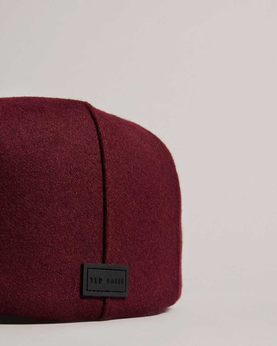 Ted Baker Jamessa Wool Blend Flat Cap Dark Red | 02786-AMER