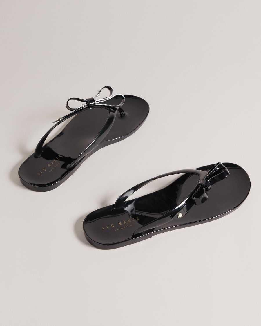 Ted Baker Jassey Bow Flip Flops Black | 42875-VSIH