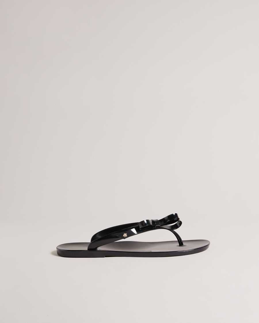 Ted Baker Jassey Bow Flip Flops Black | 42875-VSIH