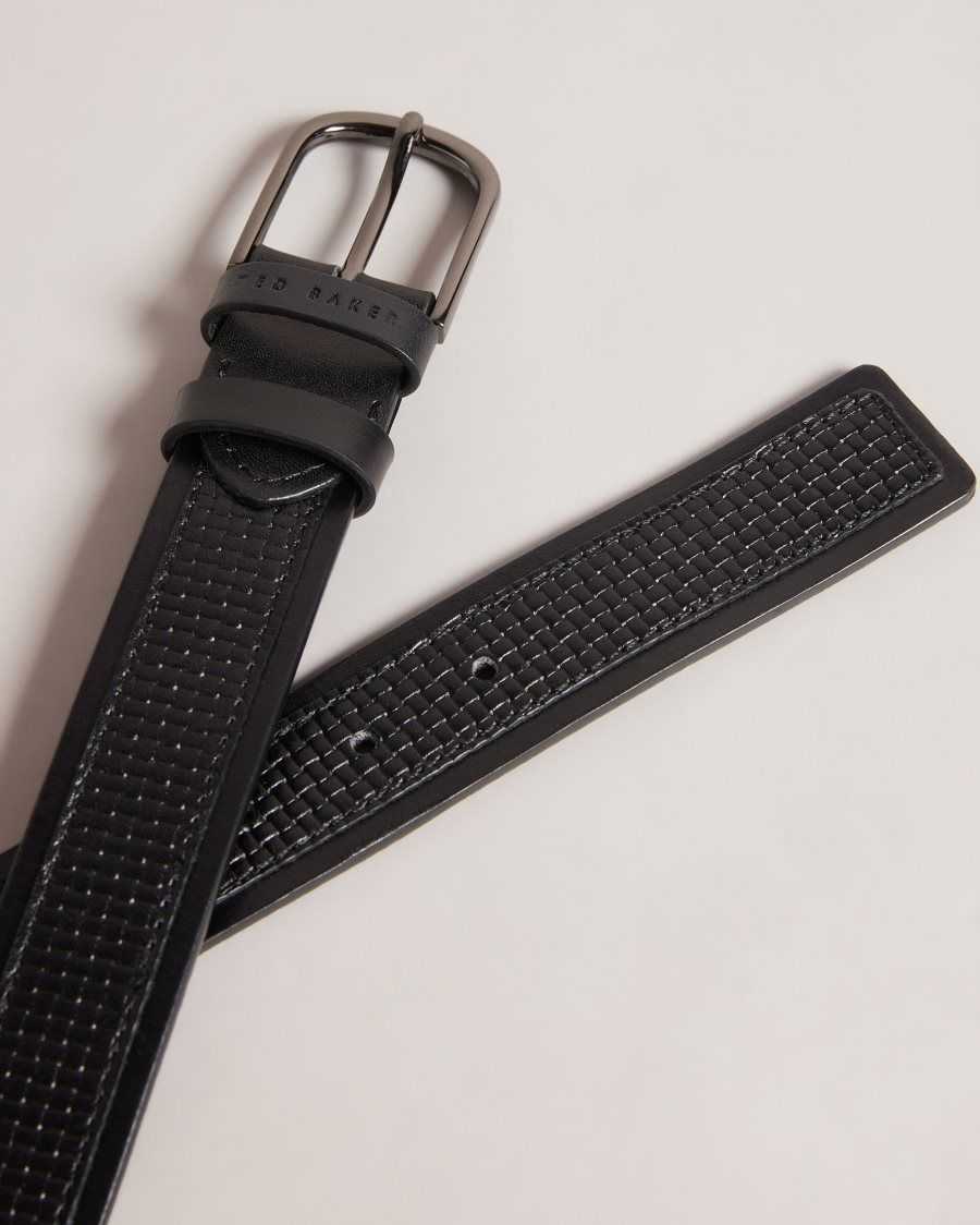 Ted Baker Jawdun Woven Leather Belt Black | 58017-IVSW