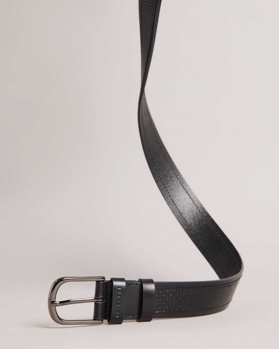 Ted Baker Jawdun Woven Leather Belt Black | 58017-IVSW