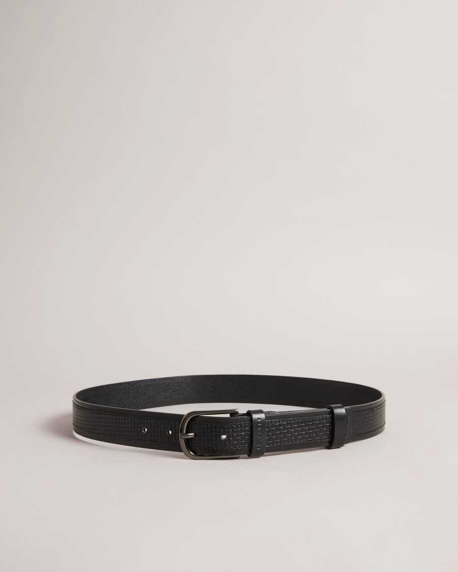 Ted Baker Jawdun Woven Leather Belt Black | 58017-IVSW