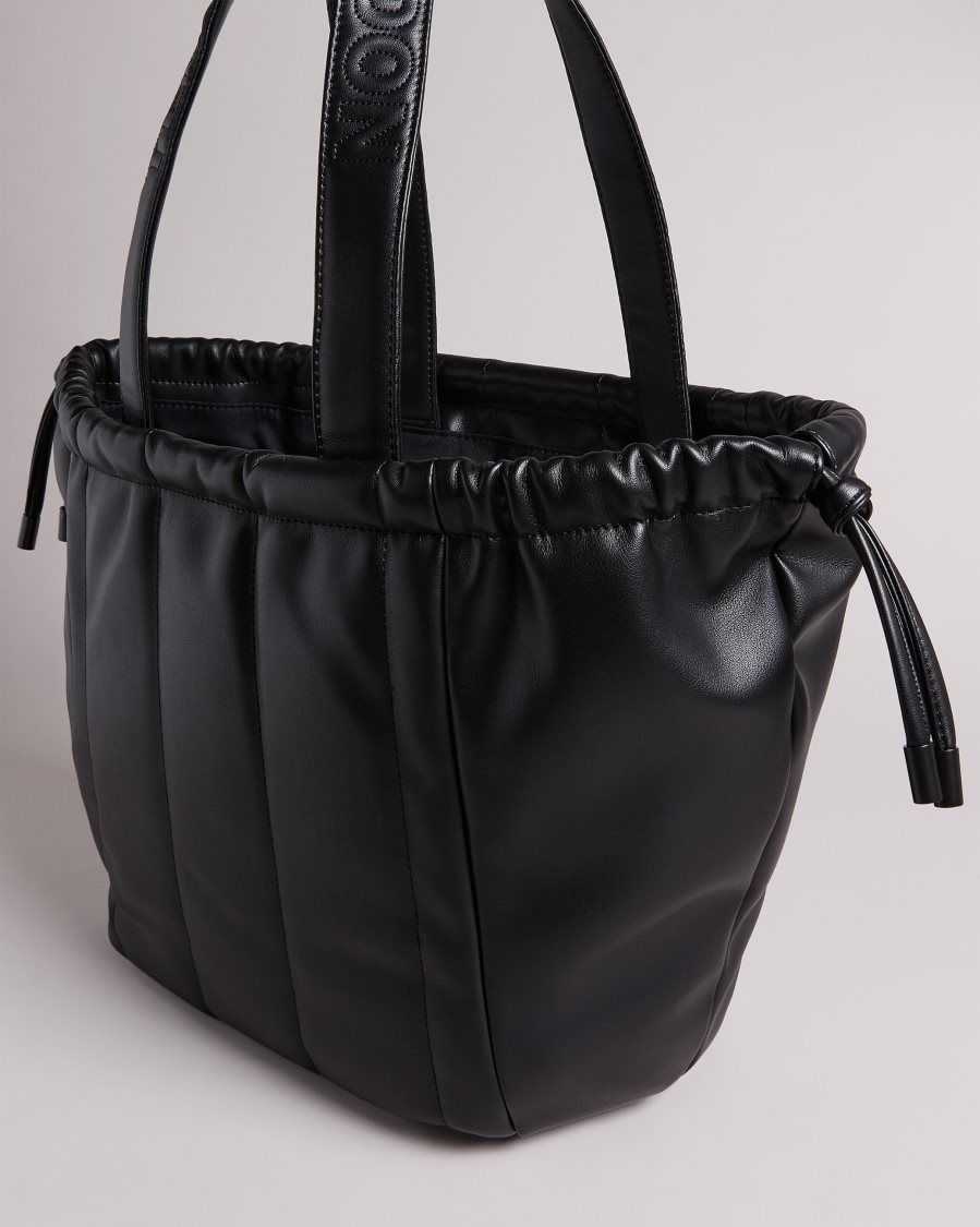 Ted Baker Jayah Vertically Quilted Tote Black | 42957-UFDJ