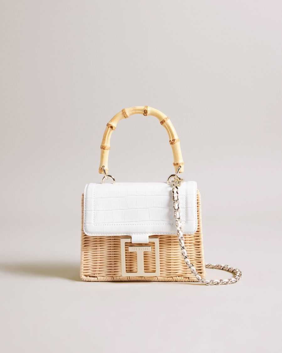 Ted Baker Jaynina Imitation Croc Mini Basket Bag Ecru | 70642-IGON