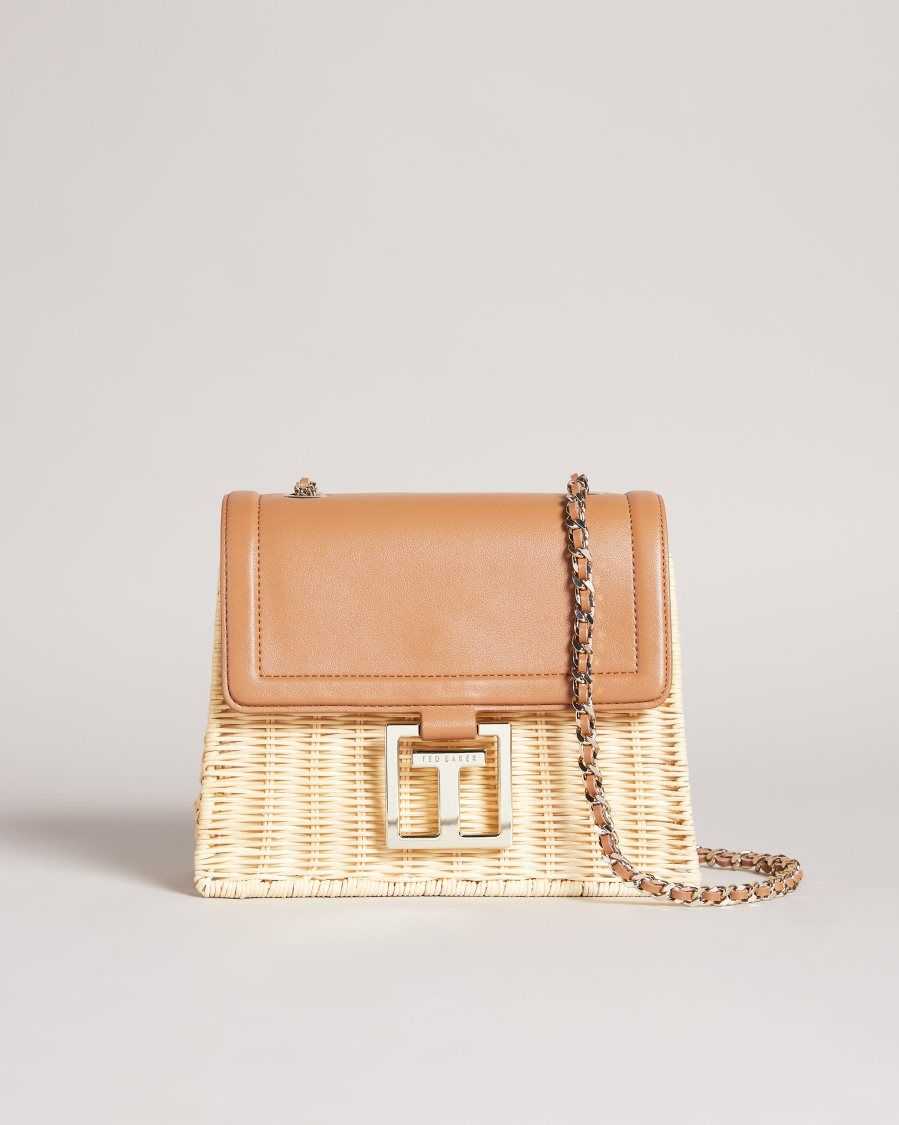 Ted Baker Jayrina T Detail Basket Weave Cross Body Brown | 78013-YDVB