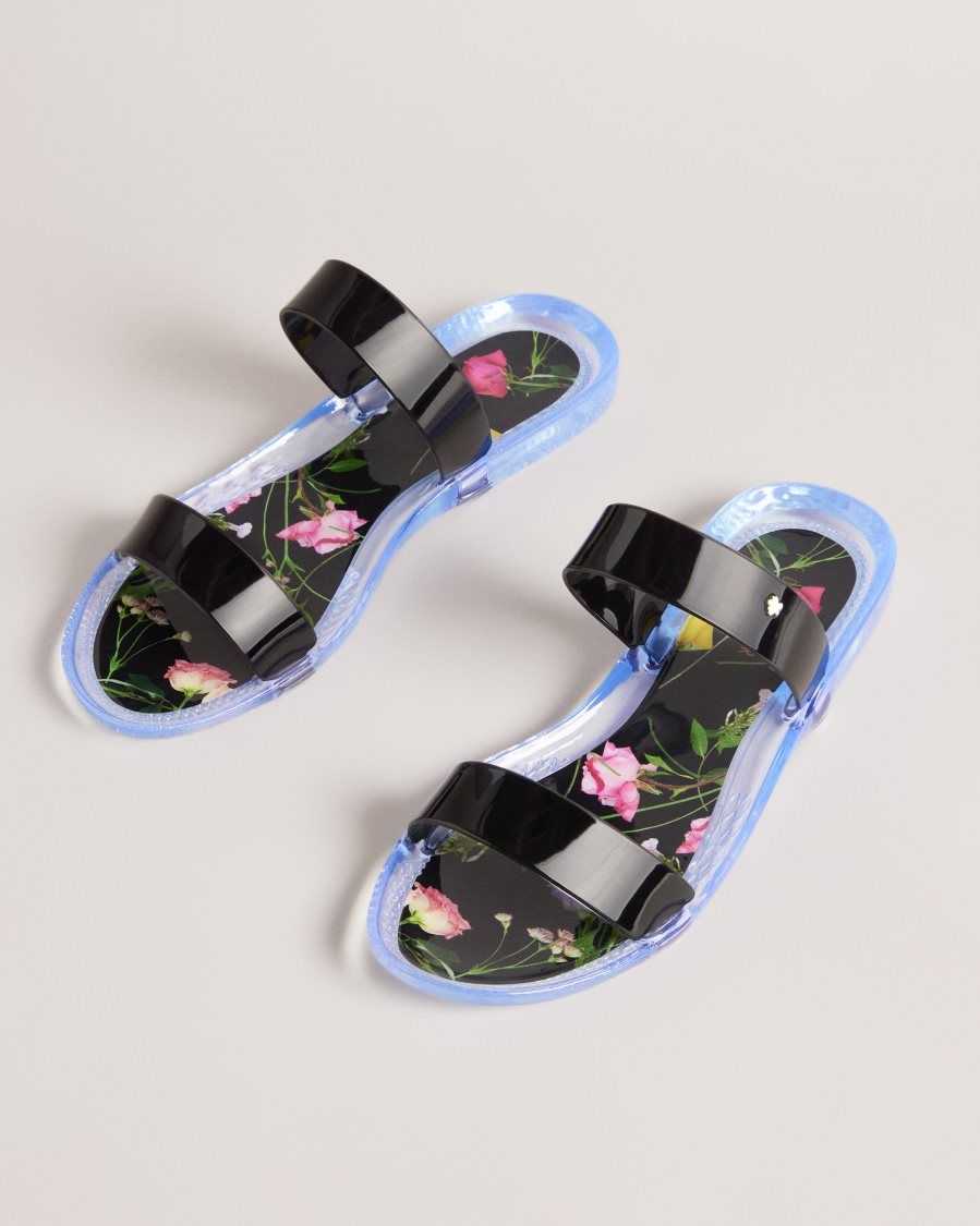 Ted Baker Jellina Double Strap Jelly Sliders Black | 05192-VNWR