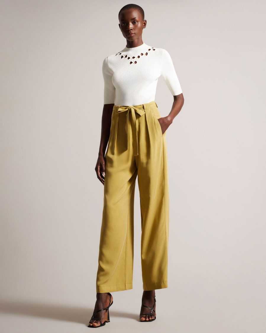 Ted Baker Jemila Wide Leg Trousers Khaki | 97053-HYAW