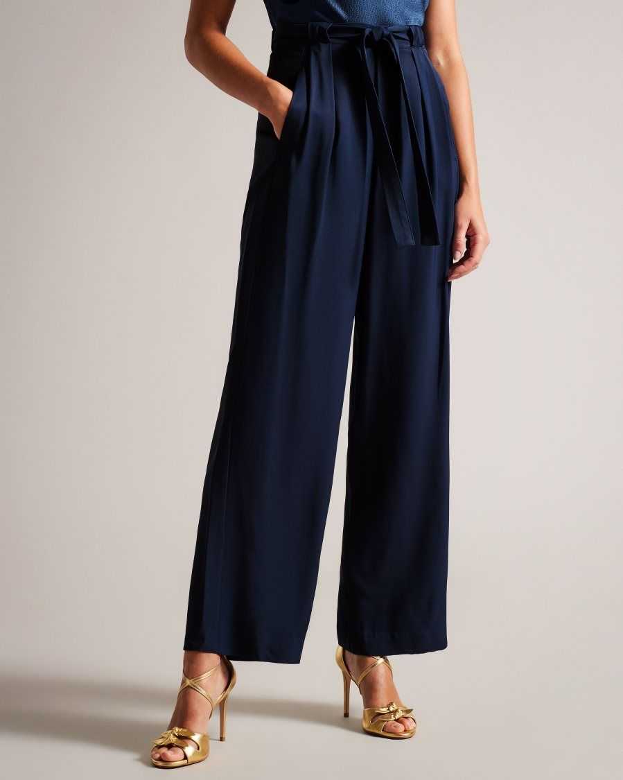 Ted Baker Jemmiah Wide Leg Trousers Dark Navy | 42791-EIPJ