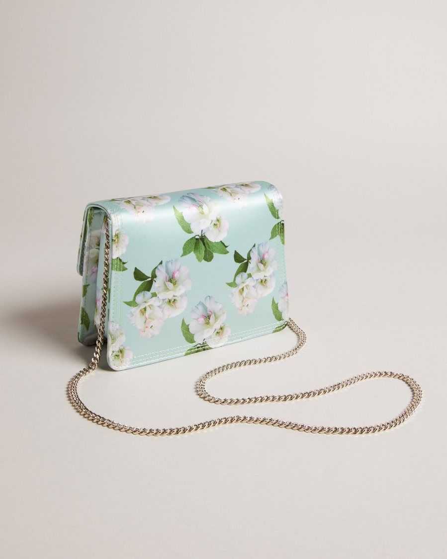 Ted Baker Jenil Floral Satin Crossbody Bag Pale Green | 20576-GHBA