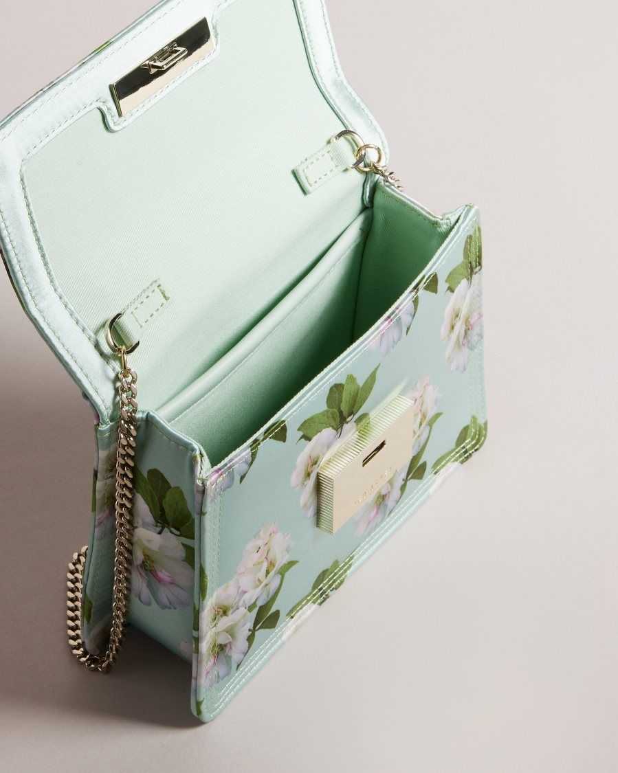 Ted Baker Jenil Floral Satin Crossbody Bag Pale Green | 20576-GHBA