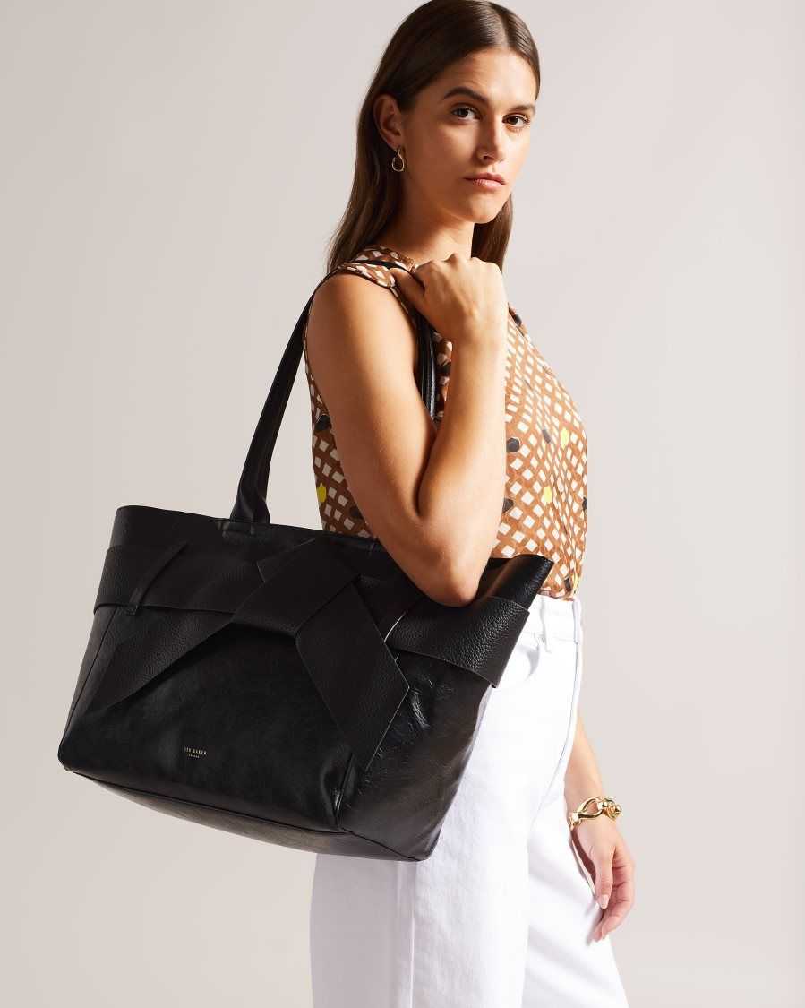 Ted Baker Jimma PU Large Tote Bag Black | 58097-TMYD