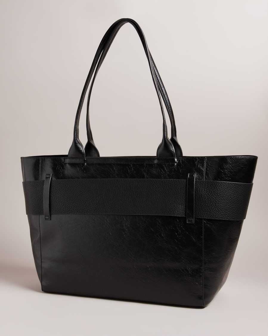 Ted Baker Jimma PU Large Tote Bag Black | 58097-TMYD