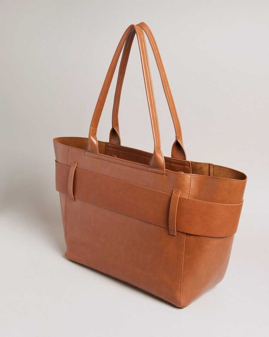 Ted Baker Jimma PU Large Tote Bag Brown | 29073-ESLP