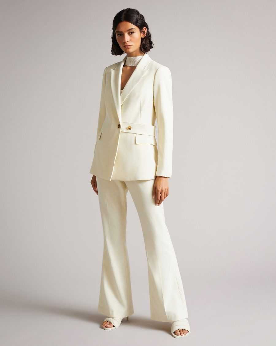 Ted Baker Joanni Peak Lapel Blazer With Waist Tab Ivory | 32180-KWZA