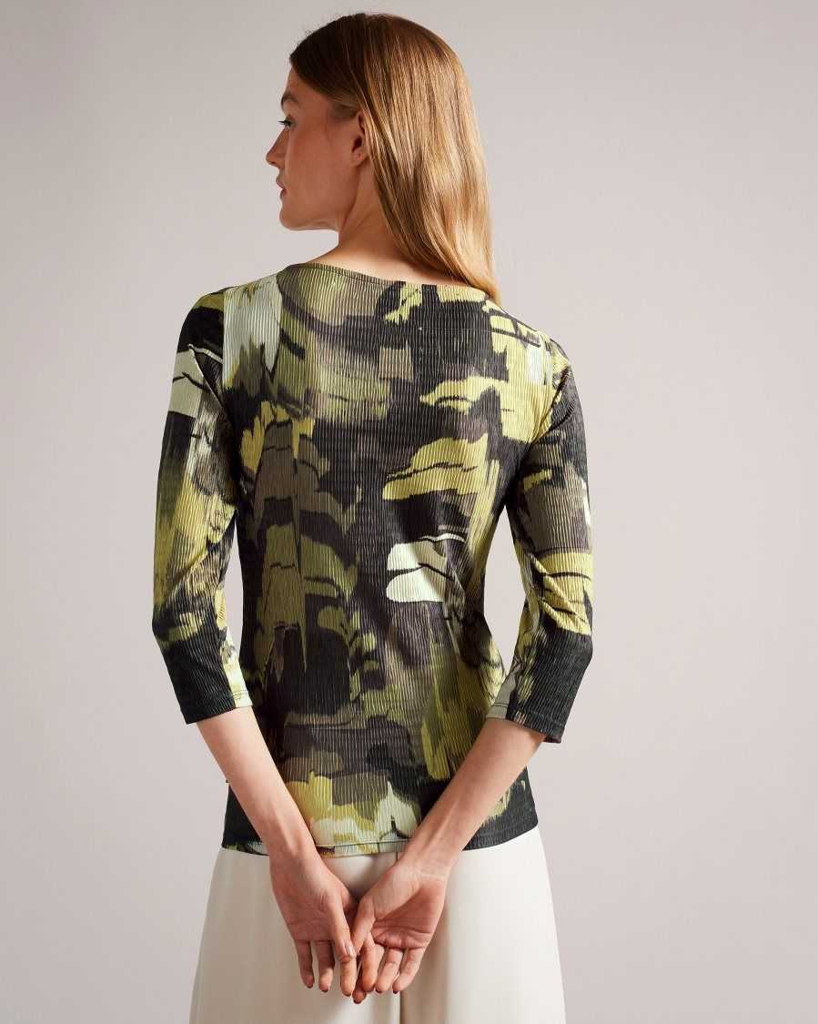 Ted Baker Jolien Scoop Neck Fitted T-Shirt Light Green | 23615-VOPM