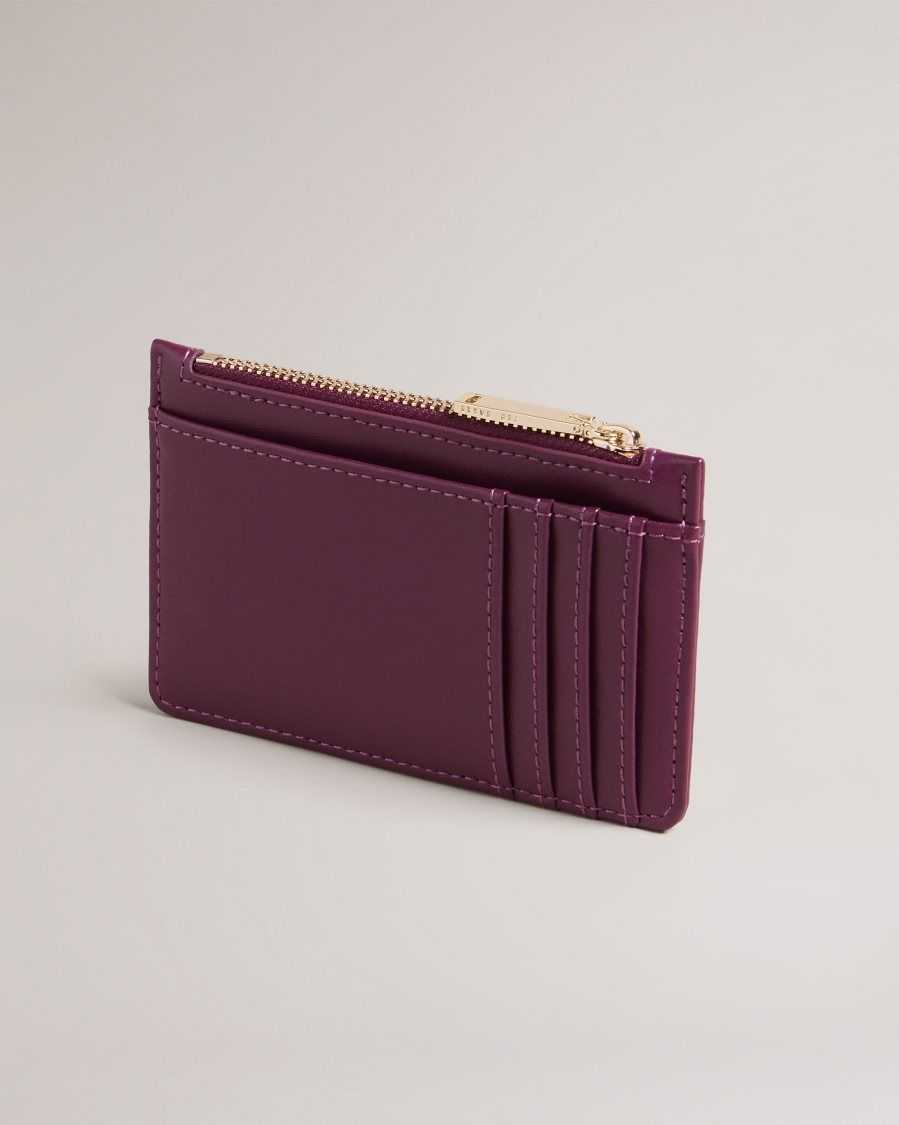 Ted Baker Jorjio Flower Eyelet Zip Card Holder Oxblood | 43785-HKAE