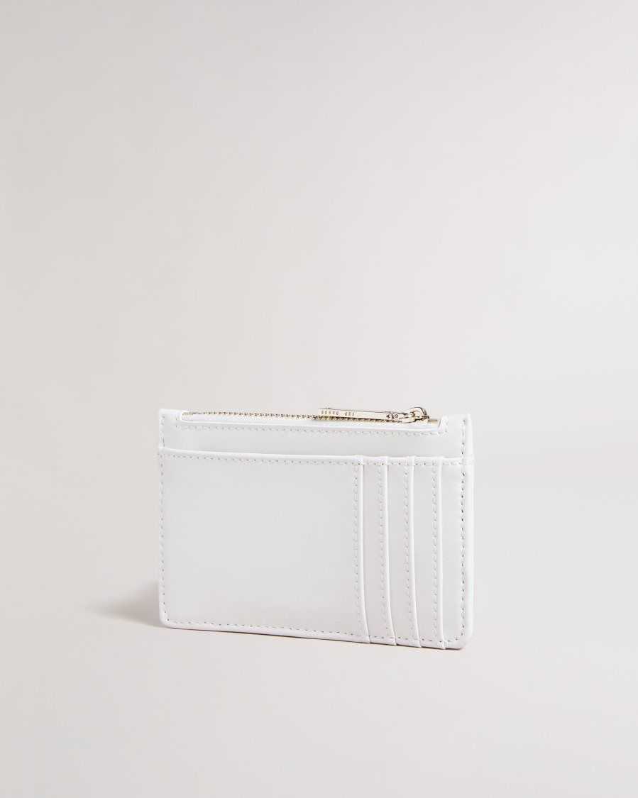 Ted Baker Jorjio Flower Eyelet Zip Card Holder Ivory | 04157-HTZJ