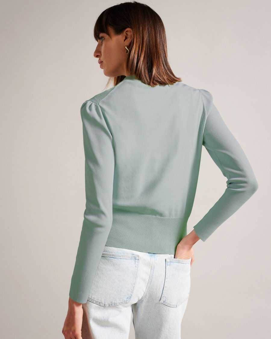 Ted Baker Joslina Pointelle Knit Cardigan Pale Green | 59342-VTUA