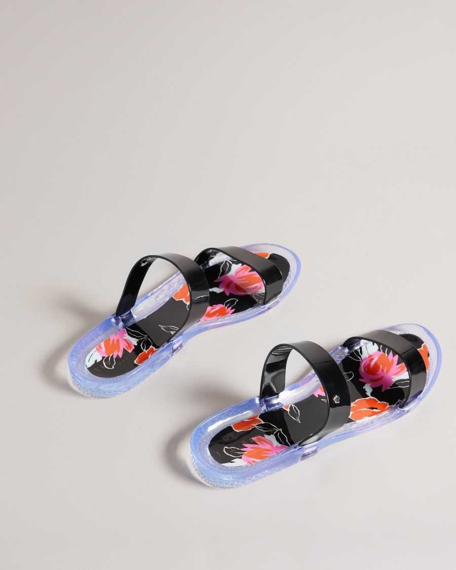 Ted Baker Juleey Bolt On Two Strap Jelly Sandals Black | 40169-YZQP