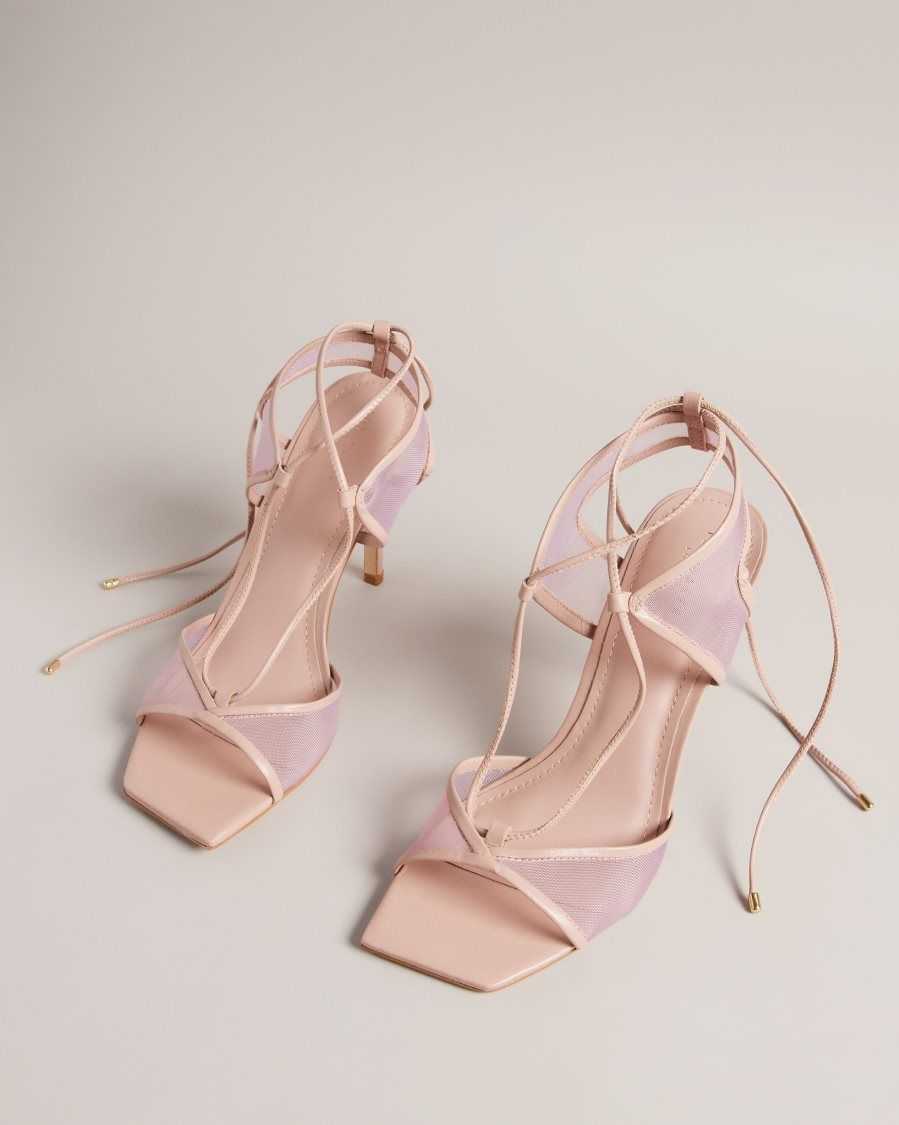 Ted Baker Junera Mesh Tie Strap Sandals Light Pink | 87132-ZWRC