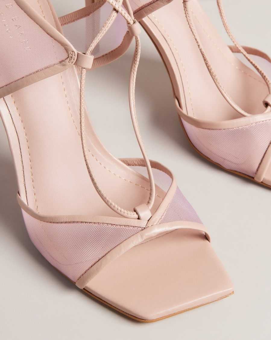 Ted Baker Junera Mesh Tie Strap Sandals Light Pink | 87132-ZWRC