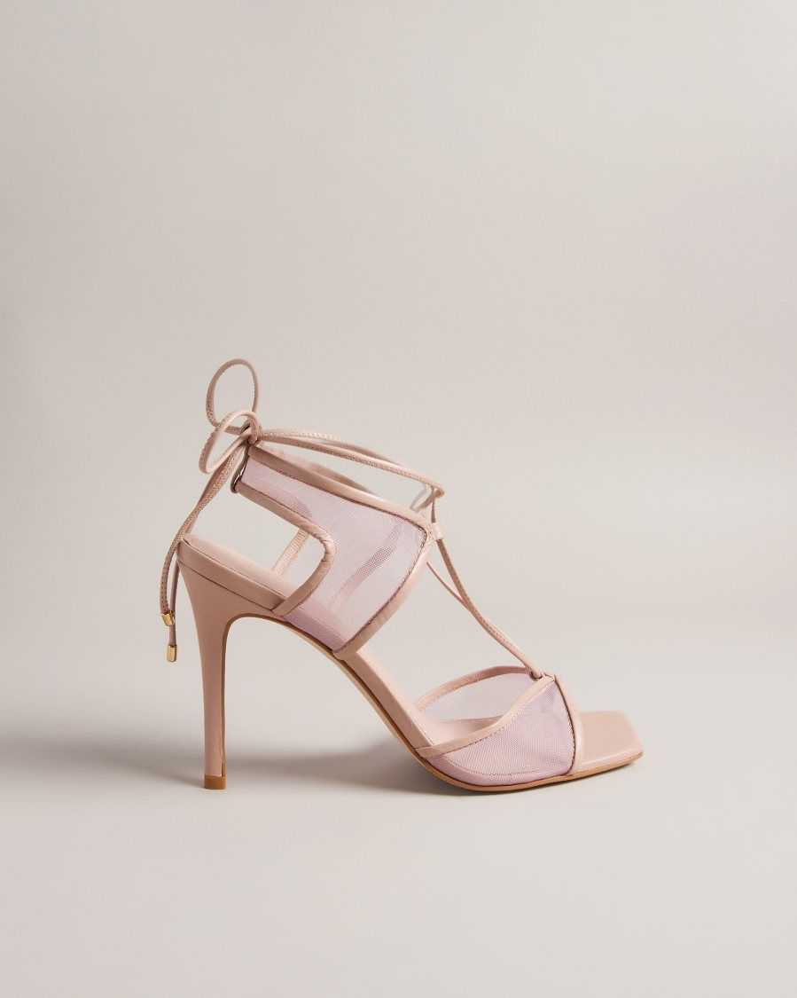 Ted Baker Junera Mesh Tie Strap Sandals Light Pink | 87132-ZWRC